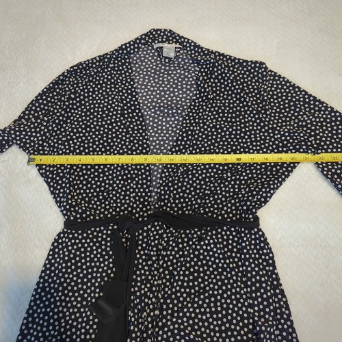 Linea Donatella Robe Black White Polkadots Ruffle Loungewear Size Small - Picture 4 of 6