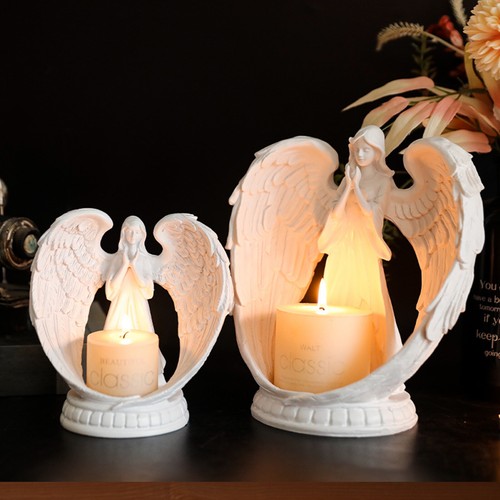 Resin Angel Candle Holder Statue Ornament Angel Candlestick Wedding Party Decor - Picture 12 of 15
