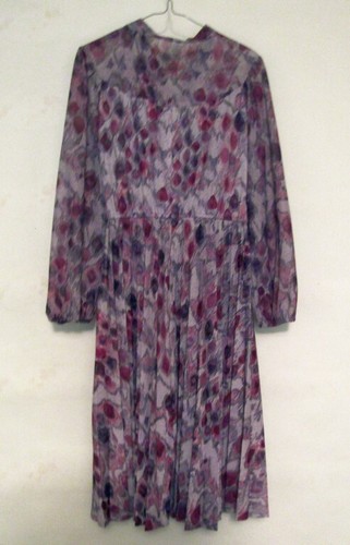 Damenkleid Größe 14 Plissee Polyester Vintage. - Bild 3 von 4