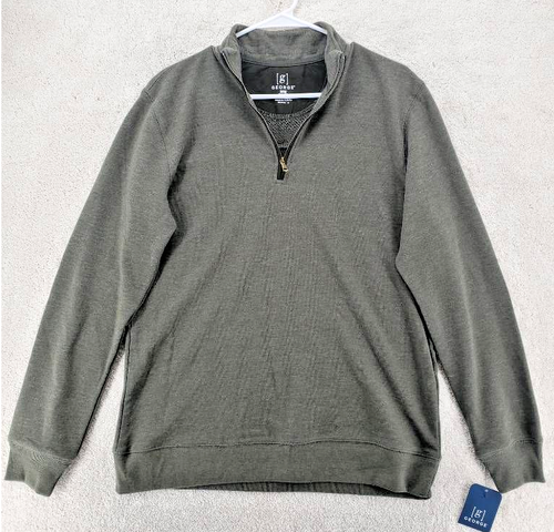 George Mens Pullover Sweater Green Mock 