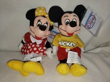 Disney Store: 8" Mini Bean Bag Plush 2x Lot: Mickey  Minnie Mouse- NWT Vintage