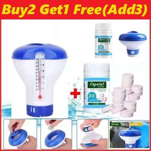 100 Pool Cleaning Tablet + Floating Chlorine Chemical Dispenser For Swim Hot Tub - Picture 1 of 21