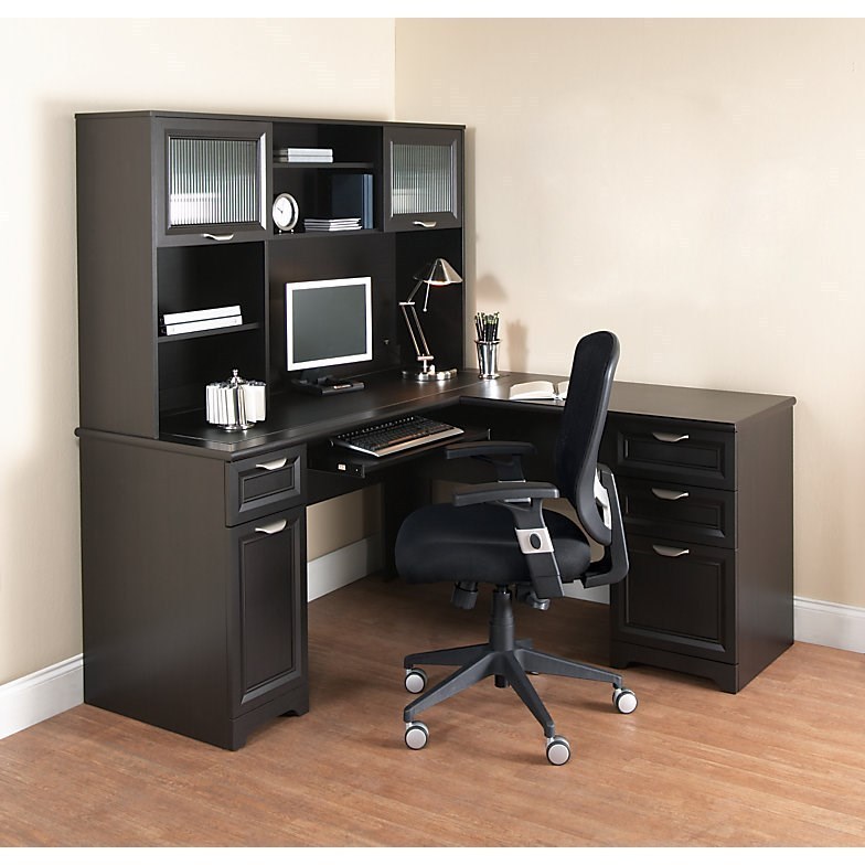 New L Shaped Office Desk With Hutch Computer Executive Corner