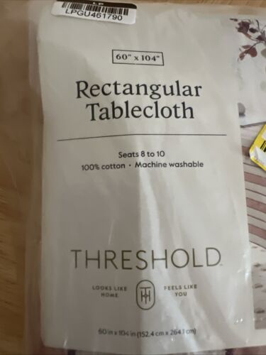 Threshold Rectangular Striped Tablecloth NIP 60” X 104” - Picture 2 of 7