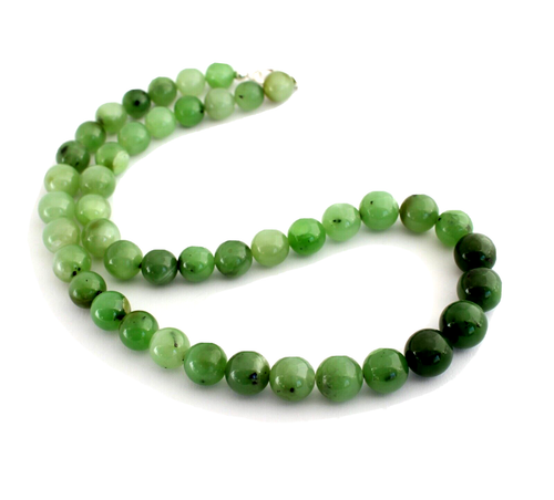 Jade Cadena Natural Gema Verde Bola Nefrita Collar Jadekette Noble Aprox. - Imagen 2 de 6