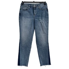 Universal Thread SZ 4/27 Straight Jeans Hi-Rise Stretch Pockets Distressed Blue