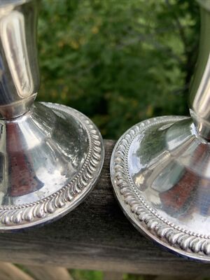 Vintage Pair of Sterling Weighted Candle Holders by Duchin