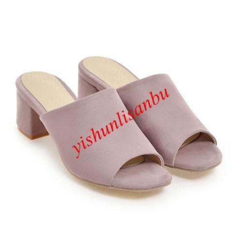 Elegant Women's Women's Women's Suede Block Heel Open Toe Slip On Sandals Slippers Casual shoes 8eb7f4 Elegant Women's Women's Women's Suede Block Heel Open Toe Slip On Sandals Slippers Casual shoes 8eb7f4
