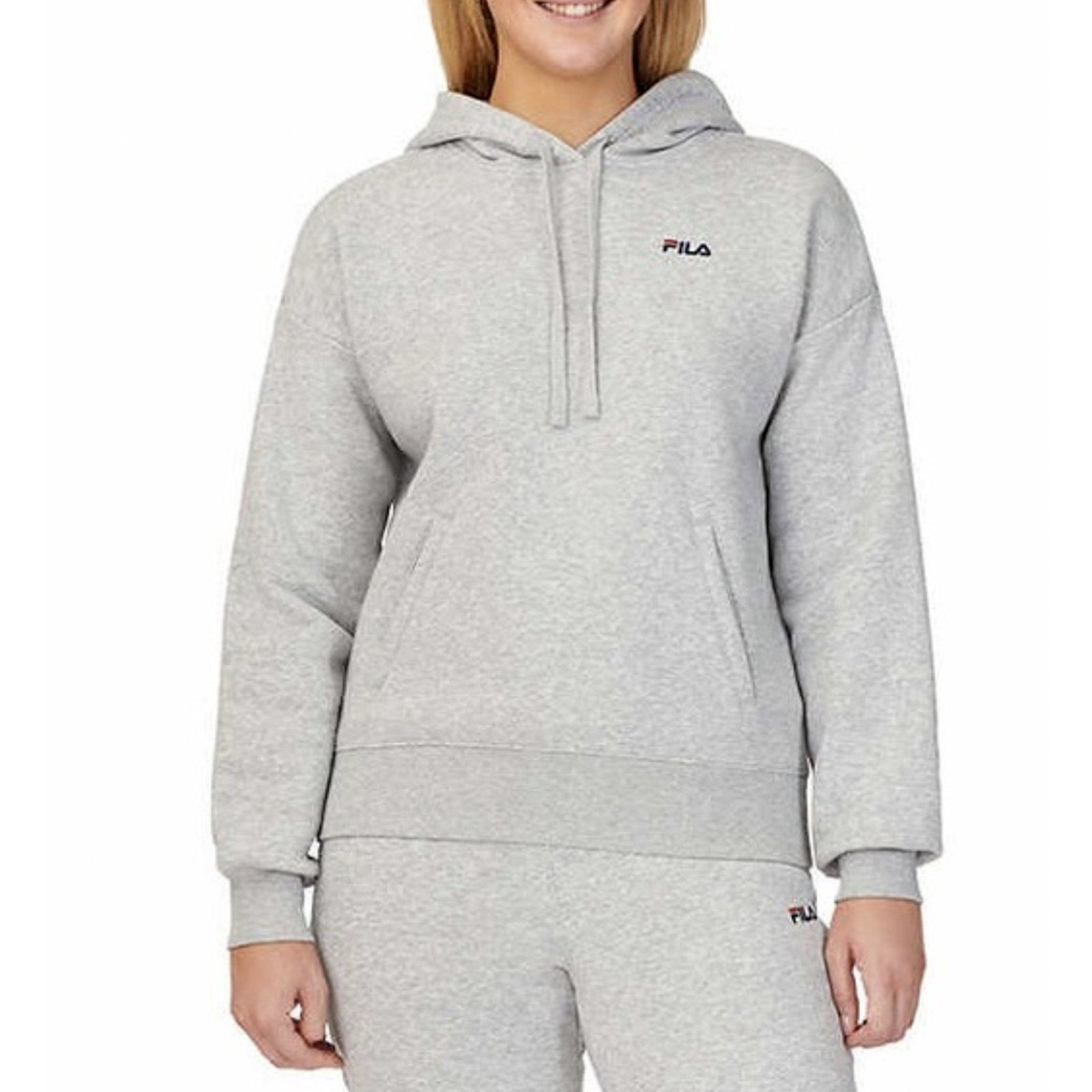 Fila Felpa con Cappuccio Donna in Morbido Pile Spazzolato Grigio Taglia S