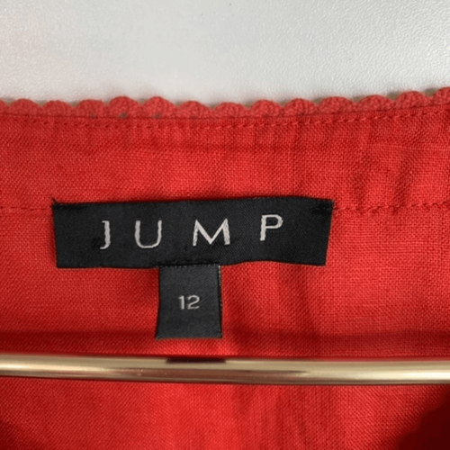 JUMP 100% Linen Relaxed Fit V-Neck Embroidered Midi Dress - Picture 7 of 7