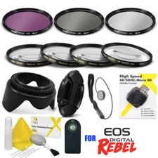 HD FILTER KIT + MACRO LENS KIT + REMOTE + HOOD +USB FOR CANON EOS T5 W 18-55MM