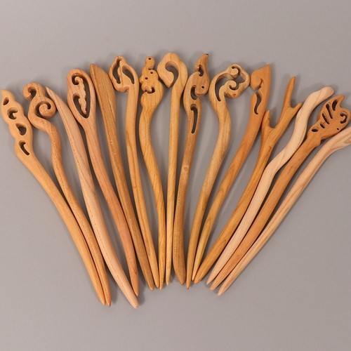 Wooden Hair Sticks Women Hanfu Hairpins Chinese Hair Fork Korean Hair Clip - Picture 12 of 24