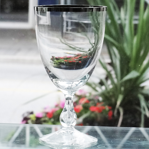 CONTESSA PLATINUM by Kosta Boda Goblet 6" tall Made in Sweden NEW NEVER USED - Picture 1 of 3