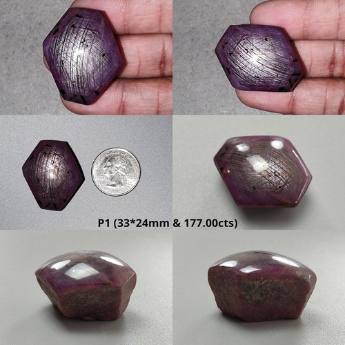 Star Ruby Black Rutile Gemstone Wand Unheated Star Ruby Hexagon Shape Specimen - Picture 10 of 11