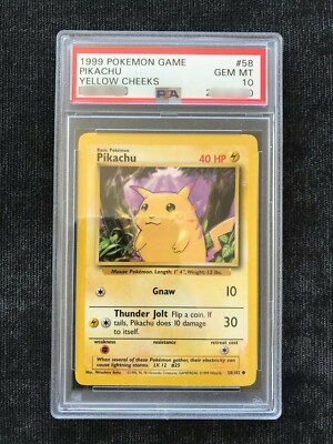 【PSA5】1999 Pikachu Yellow Cheeks ピカチュウ 1999 Pokemon Pikachu Yellow Cheeks PSA 9 (MINT) #58/102