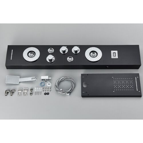 Schwarz Duschpaneel LED Edelstahl Set Regendusche Duschsäule Duscharmatur Brause - Bild 12 von 13