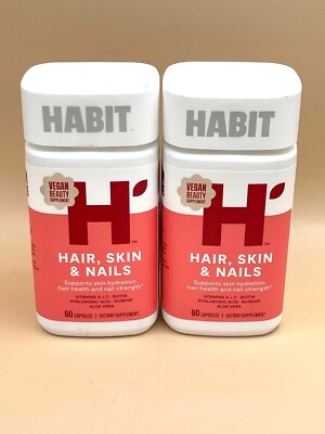 Habit Hair Skin Nails 60 Caps EACH -Supports Skin Hydration - Exp 12/26 - 2 PACK
