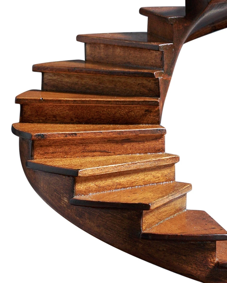 Small Library Spiral Stairs Architectural 3D Wooden Model 8" Staircase Sculpture - Image 3 of 3