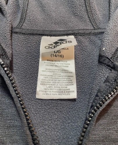 Adidas Youth Jacket Zip Up black size L-14/16 - Picture 2 of 8