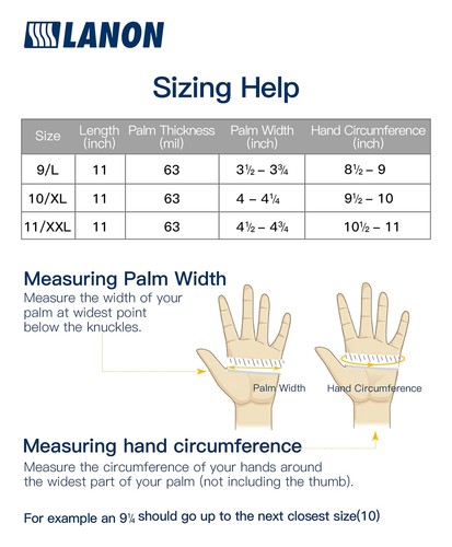 LANON PVC Chemical Gloves, Thick Rubber Work Gloves, Heavy-Duty, EN 374/388, - Picture 7 of 8