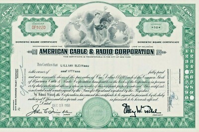 Aktie Usa American Cable Radio Corporation Später Itt Corp Ebay Usa American Cable Radio Corporation