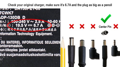 DELL Precision 15 5540 P56F 130W Genuine Original AC Power Adapter Charger - Picture 3 of 3