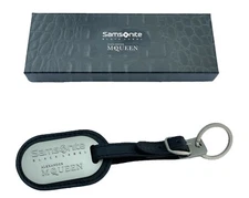 Exclusive ALEXANDER McQUEEN LUGGAGE TAG Samsonite Black LABEL Leather Black