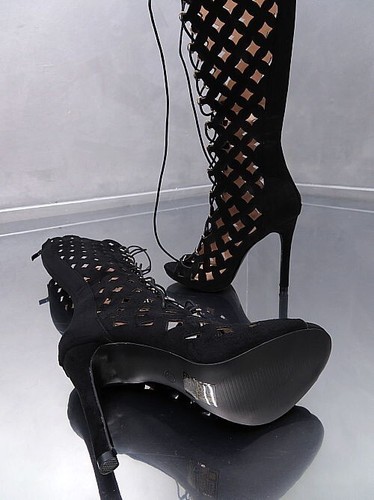GoGo Original Tacones Altos Corsé Botas Negro 36 - Imagen 8 de 8