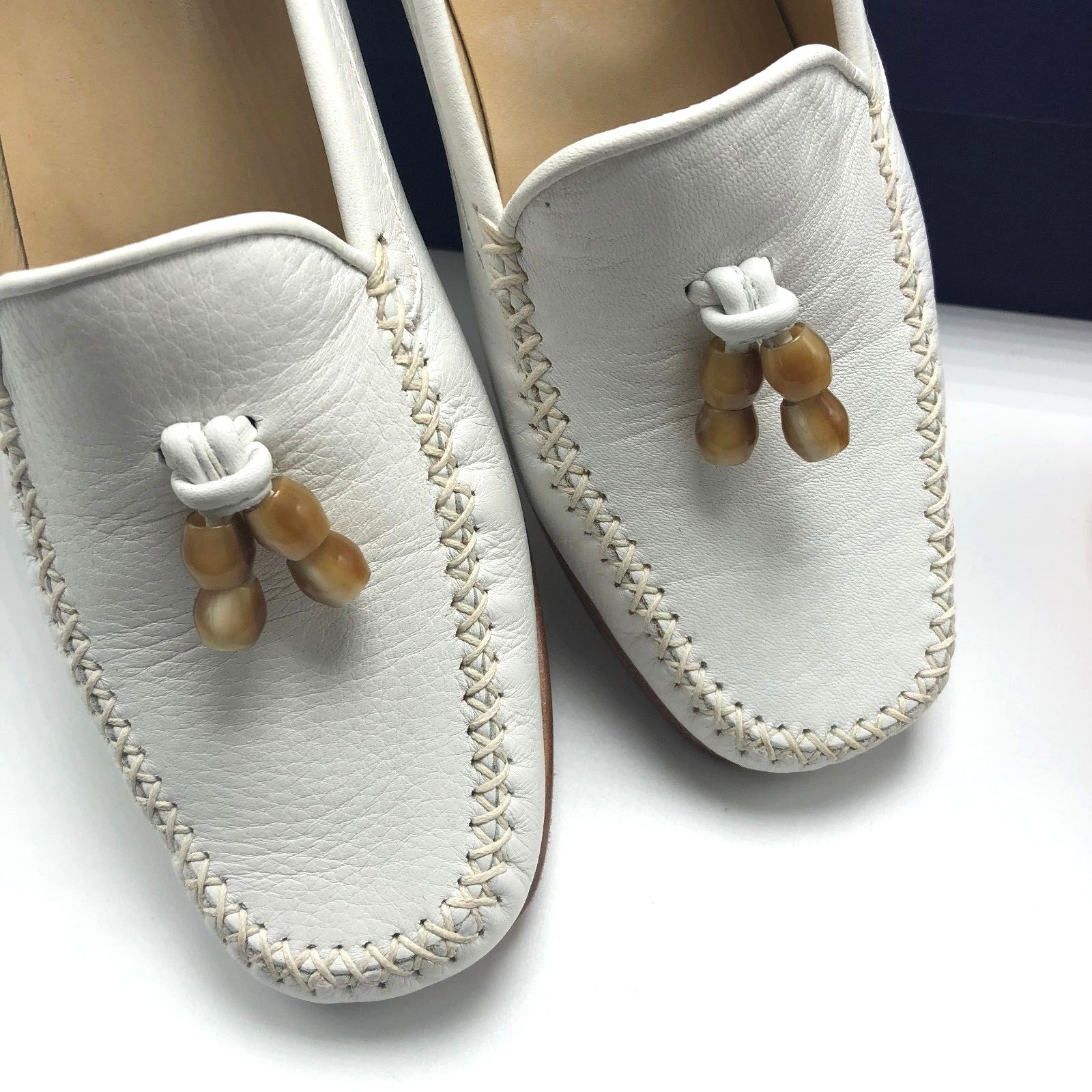Stuart Weitzman Size 6.5 Leather Women's shoes Flats White Deerskin Moccasins ac15a1 Stuart Weitzman Size 6.5 Leather Women's shoes Flats White Deerskin Moccasins ac15a1