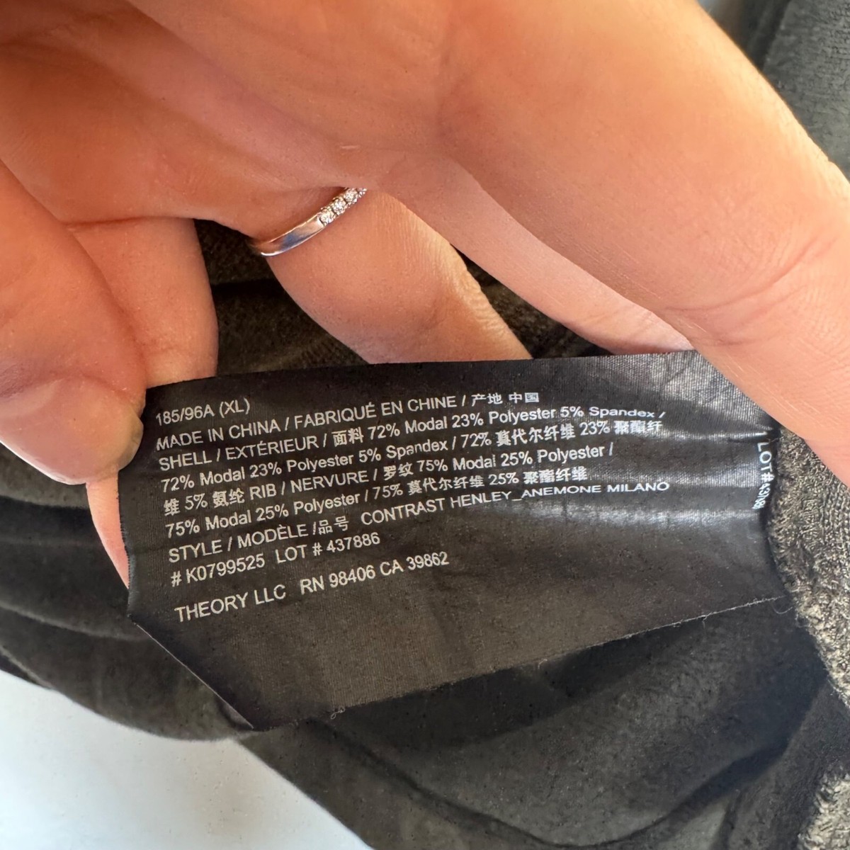 Theory Mens XL Contrast Henley Long Sleeve Shirt Button