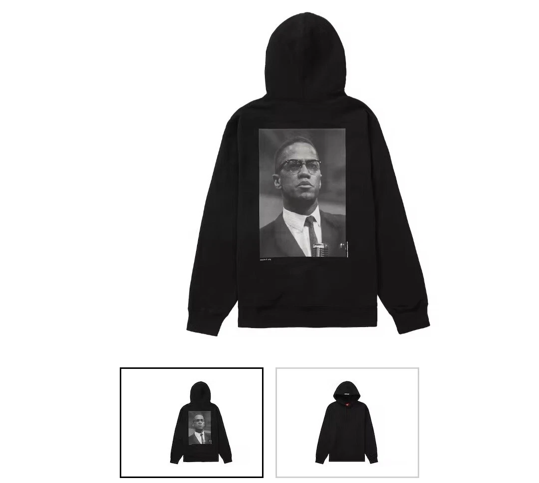 Sweat shirt à capuche Supreme Roy DeCarava Malcom X noir taille moyenne