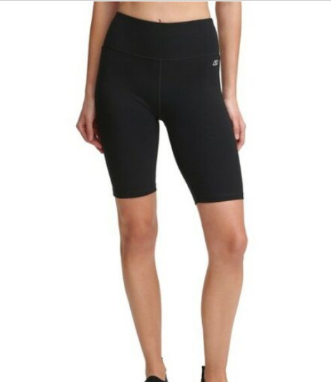 Спортивные велошортики DKNY Womens Icon с завышенной талией, стрейчевые, черные,S
