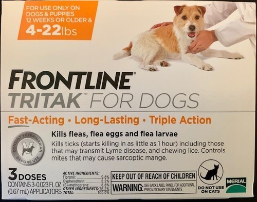 Frontline Plus Tritak Best Flea Tick mange Remedy | Dogs 4-22 lbs | 3 doses |