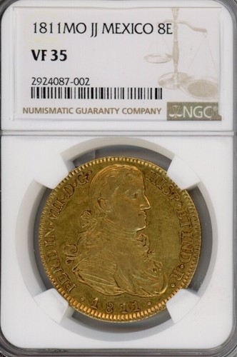 1811MO JJ MEXICO Gold 8 Escudos G8E Fr.47 NGC VF35
