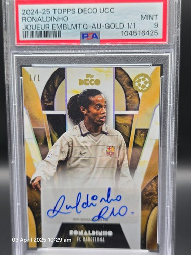 Topps Deco - Barcelona - Ronaldinho 1/1 Autógrafo Oro PSA9