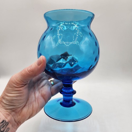 Empoli Glass Optic Style Blue Footed Vase - Picture 2 of 6