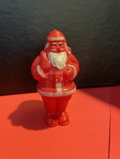 Vintage 1950's Hard Plastic 4" Santa Candy Holder Christmas Decoration Ornament