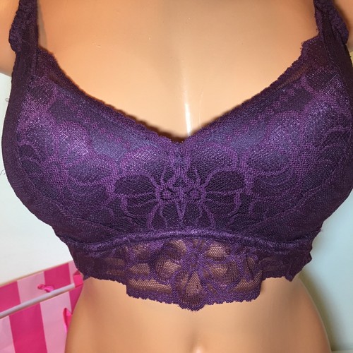 PINK Victorias Secret S (D-DD) Lace Padded Push Up Bralette Color Maroon - Picture 3 of 4