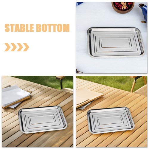10 Pcs Stainless Steel Grilled Fish Plate Large Tray Child Toddler - Picture 2 of 12