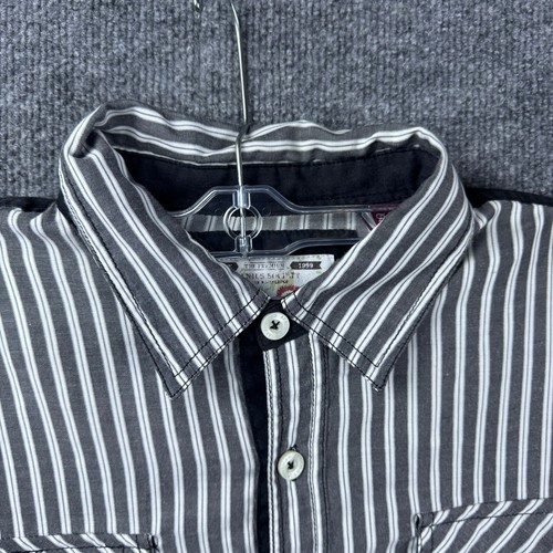 Akademiks Button Up Shirt Men's Extra Large Black White Striped Long Sleeve - Picture 2 of 12