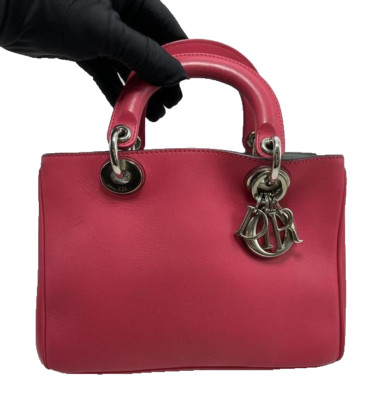 Christian Dior Diorissimo 2WAY Bag Leather Pink Shopper Tote Smooth Calfskin Bag