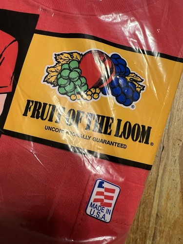 VTG 1991 NOS Fruit Of The Loom Pocket T TShirt USA RED 3XL SEALED 100 Cotton - Picture 5 of 8