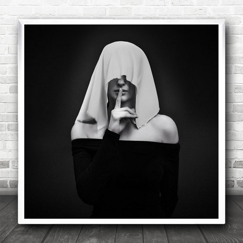 Nun Nuns Quiet Silence Hush Veil Model Woman Finger Hand Wall Art Print