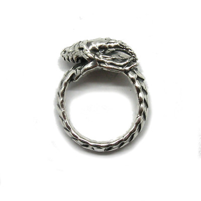 Handmade 925 Mens Silver Ring - Dragon Motif, 10mm Wide