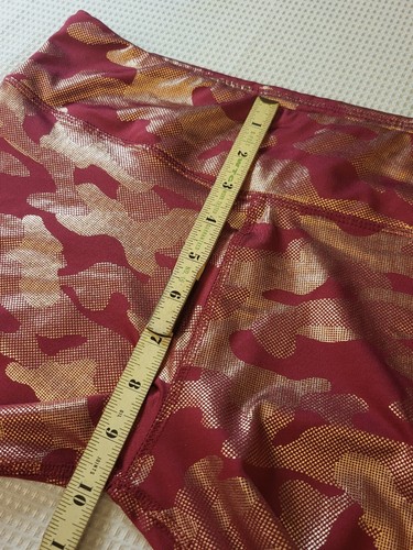 BCG Girls Shiny Camo Athletic Leggings Maroon & Gold Sz XL (16) - Picture 9 of 10