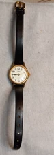 Timex Easy Reader 25mm Gold-Tone Brass Case, Black Leather Strap, Women's...