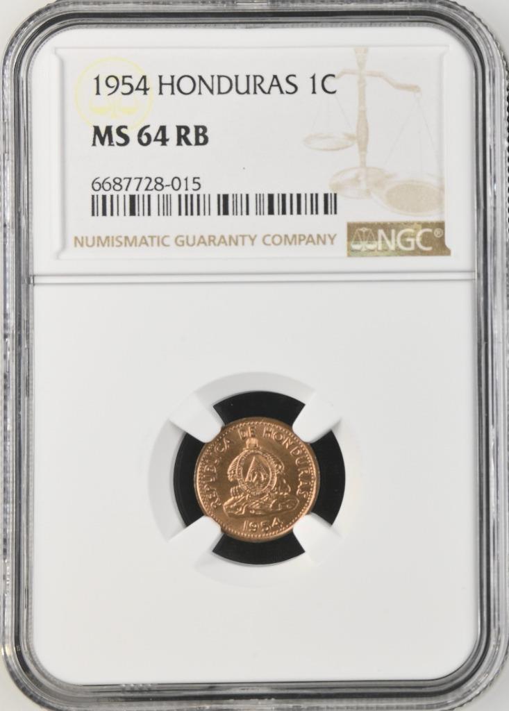 Honduras 1 Centavo 1954 NGC MS 64 RB