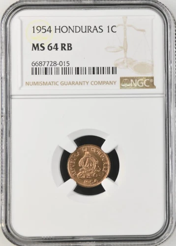 Honduras 1 Centavo 1954 NGC MS 64 RB