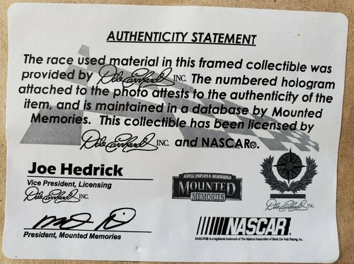 Placa enmarcada Nascar Dale Earnhardt Jr 2003 Winston Cup pieza de neumático 15"x17" #551/ - Imagen 11 de 12