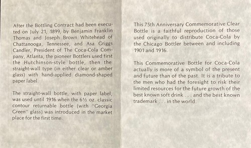 Coca Cola Paper Label Bottle Brochure for the 75th Anniversary Elizabethtown, KY - Picture 2 of 2
